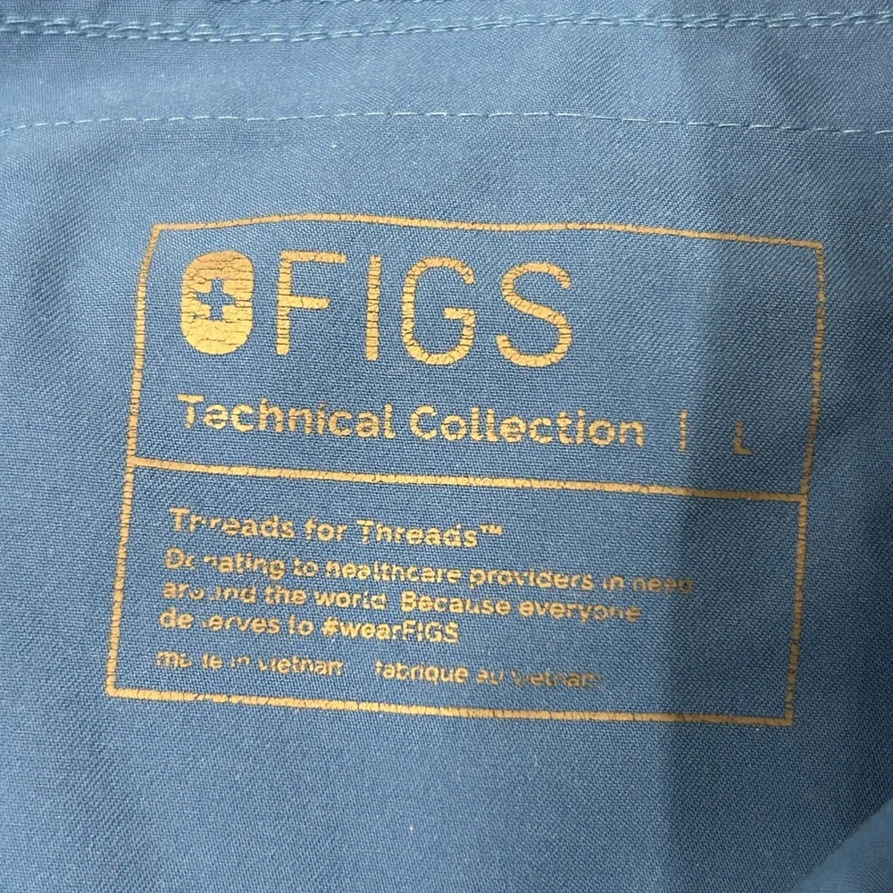 Figs Pocketed Scrub Drawstring Pants in‎ Blue Large